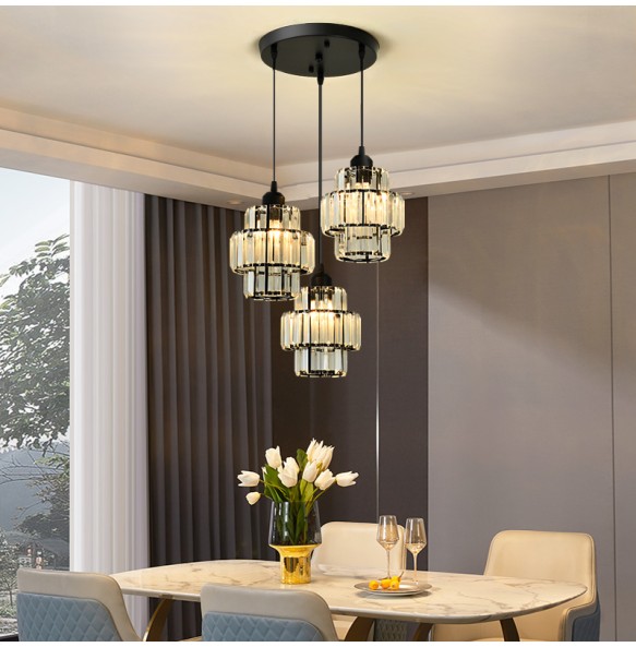 Modern Light Luxury Crystal Pendant  Lantern Small Ceiling Chandelier Bedroom Living Room Dining  Square Led ing