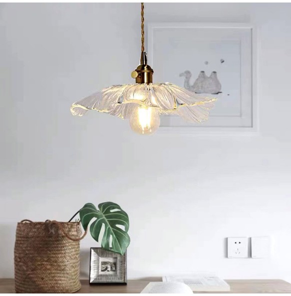 Japanese Style Chandelier Dining Room Living  Decor Flower Bedside Bedroom Nordic Modern Brass  Glass Pendant Lighting