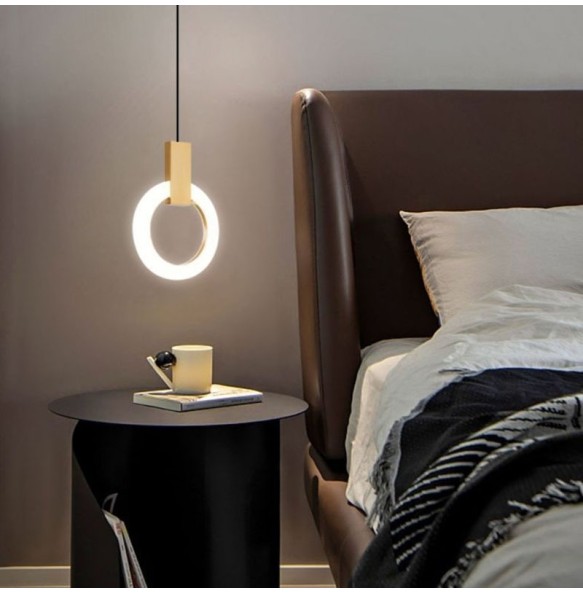 Nordic Bedroom Circle Ring Chandelier Restaurant Bar Lamp Modern Simple Led Small Pendant Lighting