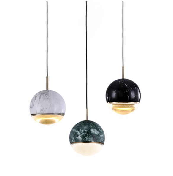 Modern Minimalist Round Marble Dining Room Small Chandelier Living  Decoration Bedroom Study  Led Pendant Lighting