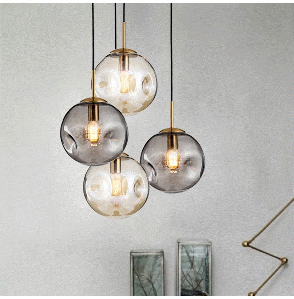 Nordic Modern Minimalist Creative Gradient Color Glass Ball Small Chandelier Living Room Bedroom Dining  Led Lighting