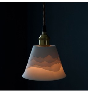 Japanese Style Zen Ceramic Small Chandelier Homestay Living Room Bedside Lamp Mountain Shadow Bedroom Brass Led Pendant Lights