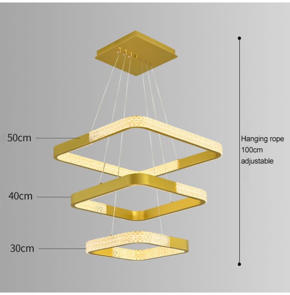 Modern Gold Black Circle Rectangular Pendant Led Chandeliers For Living Room Bedroom Ceiling Lamp Indoor Light Fixtures New