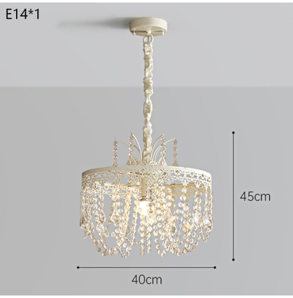 Romantic French Cream Style Crystal Chandelier  Luxury Porch Aisle Bedside Pendant Lighting Cloakroom Princess Room Hanging Lamp