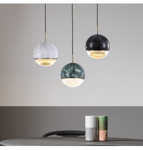 Modern Minimalist Round Marble Dining Room Small Chandelier Living  Decoration Bedroom Study  Led Pendant Lighting