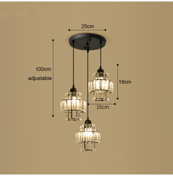 Modern Light Luxury Crystal Pendant  Lantern Small Ceiling Chandelier Bedroom Living Room Dining  Square Led ing