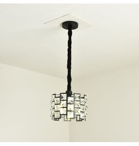 Modern Black Glod Small Round Crystal Chandelier Pendant Lights Square For Dining Room Bedroom Study Led Home Indoor Fixtures