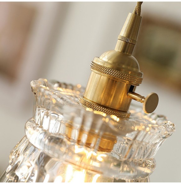 Romantic French Bedroom Bedside Chandelier Balcony Corridor Retro Wabi-Sabi Style Japanese Glass Small Pendant Lighting