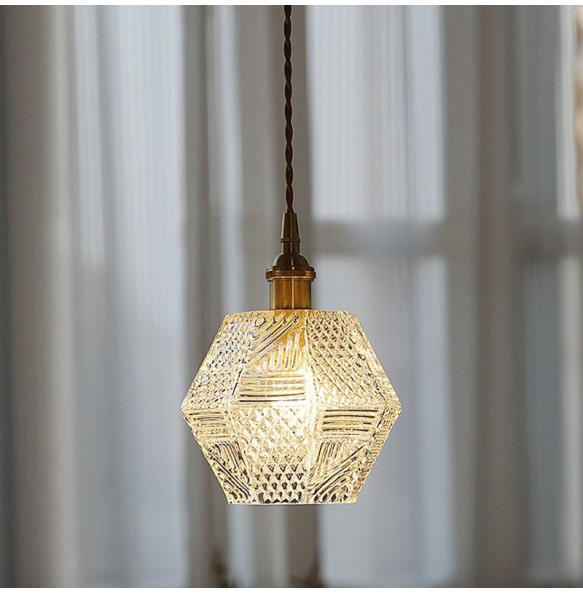 Romantic French Bedroom Bedside Chandelier Balcony Corridor Retro Wabi-Sabi Style Japanese Glass Small Pendant Lighting