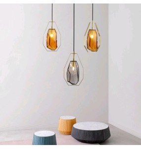 Nordic Modern Minimalist Irregular Shaped Small Chandelier Living Room Bedroom Dining  Gradient Glass Led Pendant Lighting