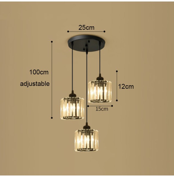 Modern Light Luxury Crystal Pendant  Lantern Small Ceiling Chandelier Bedroom Living Room Dining  Square Led ing