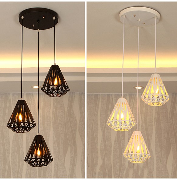 Modern Creative Pendant Light Rhombus Shape Chandelier Bedroom Living Room Dining  Led Lighting