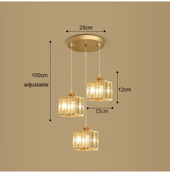 Modern Light Luxury Crystal Pendant  Lantern Small Ceiling Chandelier Bedroom Living Room Dining  Square Led ing