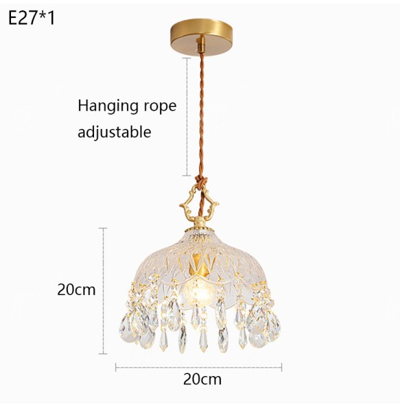 Luxury French Retro Crystal Small Chandelier Bedroom Bedside Hanging Lamp Porch Aisle Corridor Balcony Led Pendant Lighting