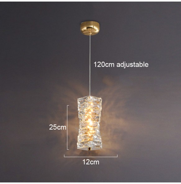 Luxury Crystal Pendant Light Small Chandelier Bedroom Bedside Lamp Postmodern Minimalist Single-Head Living Room Decor