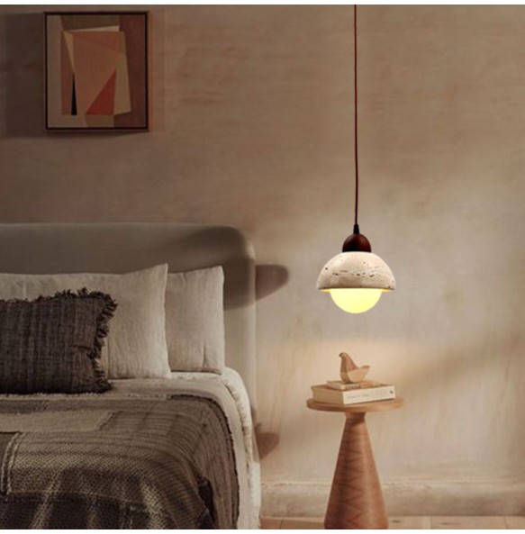 Japanese Wabi-Sabi Style Led Lamp Cream Bedroom Bedside Chandelier Creative Homestay Retro Nordic Restaurant Small Pendant Light