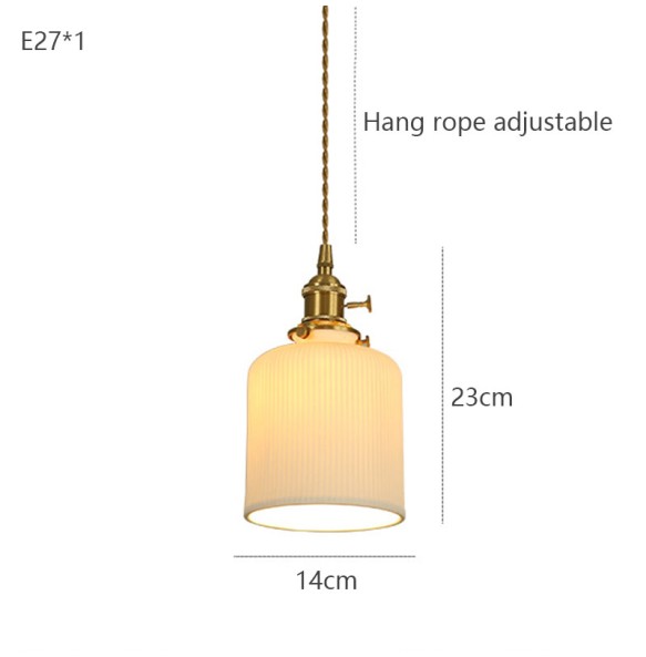 Japanese Style Ceramic Small Chandelier Brass Lamp Holder Restaurant Bar Bedroom Bedside Nordic Retro Led Pendant Lighting