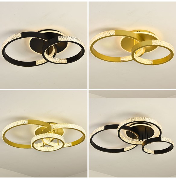 Modern Gold Black Circle Rectangular Pendant Led Chandeliers For Living Room Bedroom Ceiling Lamp Indoor Light Fixtures New