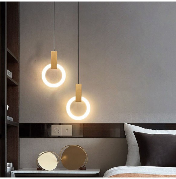 Nordic Bedroom Circle Ring Chandelier Restaurant Bar Lamp Modern Simple Led Small Pendant Lighting