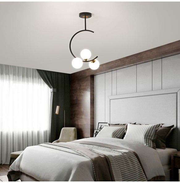 Nordic Bedroom Ceiling Hanging Lamp Simple Modern Home Living Room Pendant Lighting Luxury Glass Ball Small Chandelier