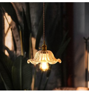 American Country Retro Flower Pendant Light Nostalgic Coffee Bar Clothing Shop Glass Chandelier Indoor Lighting For Home