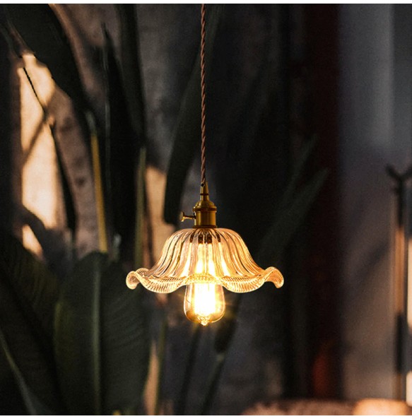 American Country Retro Flower Pendant Light Nostalgic Coffee Bar Clothing Shop Glass Chandelier Indoor Lighting For Home