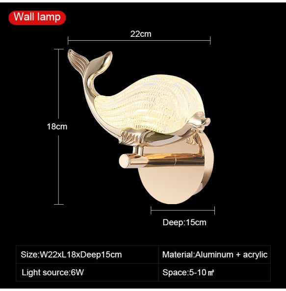 European Style Villa Hall Staircase Lamp Whale Chandelier Creative Living Room  Luxury Dolphin Bedroom Pendant Lighting