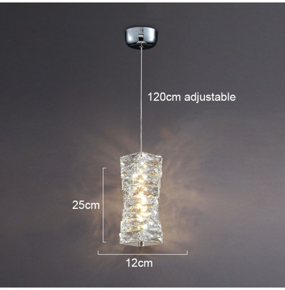 Luxury Crystal Pendant Light Small Chandelier Bedroom Bedside Lamp Postmodern Minimalist Single-Head Living Room Decor