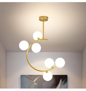 Nordic Bedroom Ceiling Hanging Lamp Simple Modern Home Living Room Pendant Lighting Luxury Glass Ball Small Chandelier