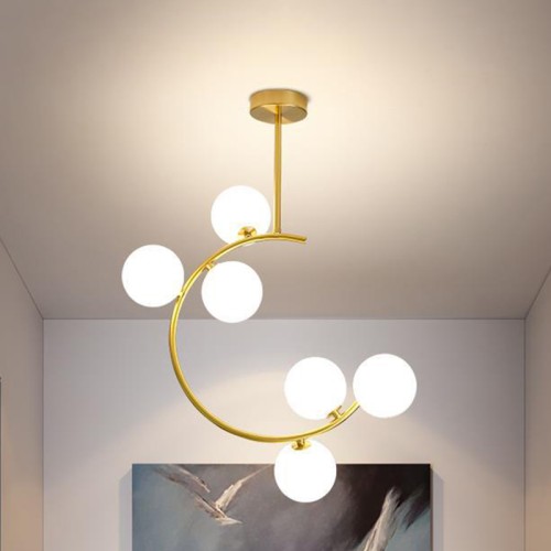 Nordic Bedroom Ceiling Hanging Lamp Simple Modern Home Living Room Pendant Lighting Luxury Glass Ball Small Chandelier