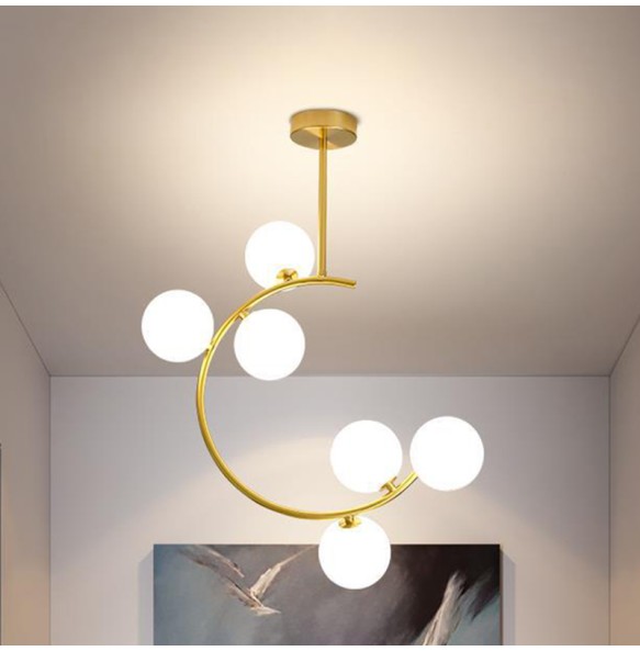 Nordic Bedroom Ceiling Hanging Lamp Simple Modern Home Living Room Pendant Lighting Luxury Glass Ball Small Chandelier