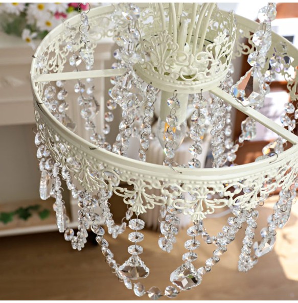 Romantic French Cream Style Crystal Chandelier  Luxury Porch Aisle Bedside Pendant Lighting Cloakroom Princess Room Hanging Lamp