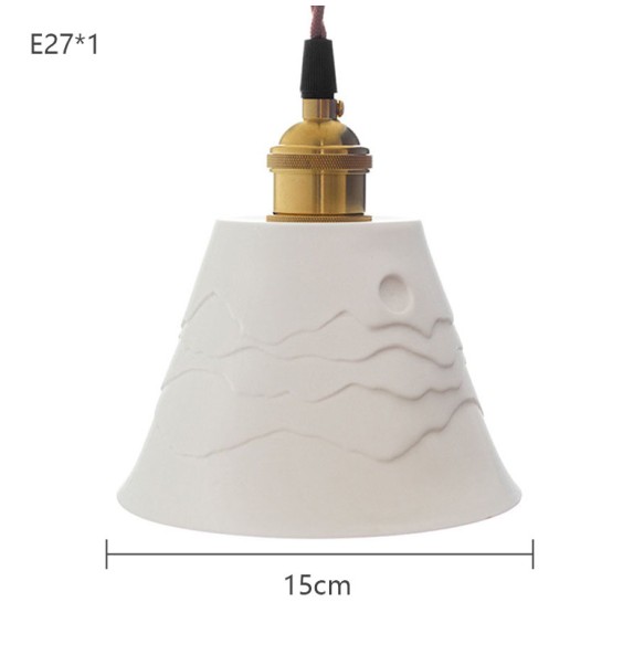 Japanese Style Zen Ceramic Small Chandelier Homestay Living Room Bedside Lamp Mountain Shadow Bedroom Brass Led Pendant Lights