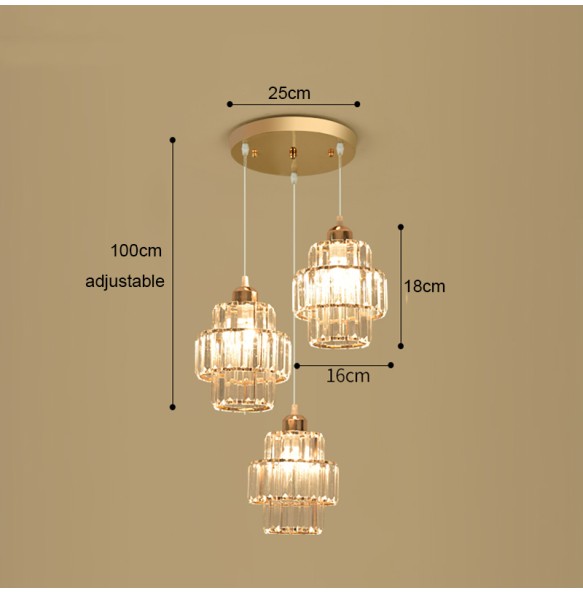 Modern Light Luxury Crystal Pendant  Lantern Small Ceiling Chandelier Bedroom Living Room Dining  Square Led ing