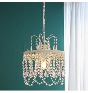 Romantic French Cream Style Crystal Chandelier  Luxury Porch Aisle Bedside Pendant Lighting Cloakroom Princess Room Hanging Lamp