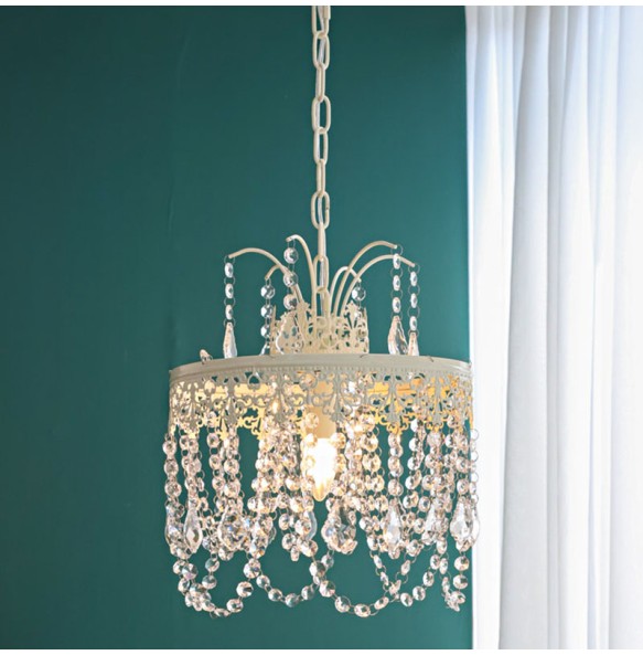 Romantic French Cream Style Crystal Chandelier  Luxury Porch Aisle Bedside Pendant Lighting Cloakroom Princess Room Hanging Lamp