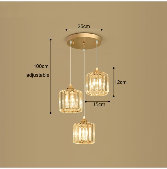 Modern Light Luxury Crystal Pendant  Lantern Small Ceiling Chandelier Bedroom Living Room Dining  Square Led ing