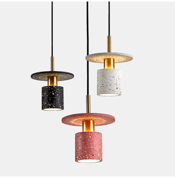 Modern Terrazzo Cement Small Chandelier Nordic Minimalist Restaurant Bar Decorative Hanging Lamp Led Pendant Lighting