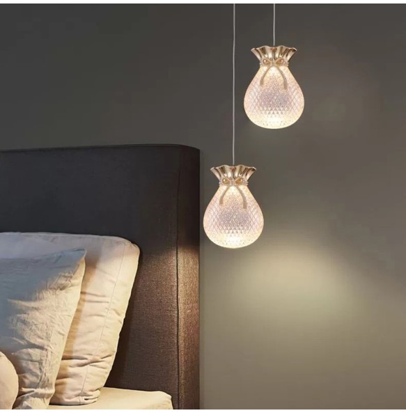 Modern Simple Acrylic Pendant Light Blessing Bag Design Small Chandelier Bedroom Bedside Lamp Living Room Dining  Led Lighti